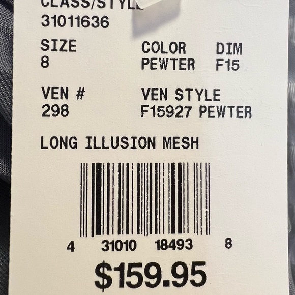 Pewter Gray David’s Bridal Long Illusion Mesh dress - Picture 7 of 7